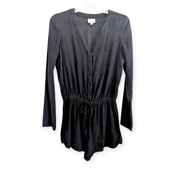 Parker 100% silk long sleeve romper - Picture 1 of 7